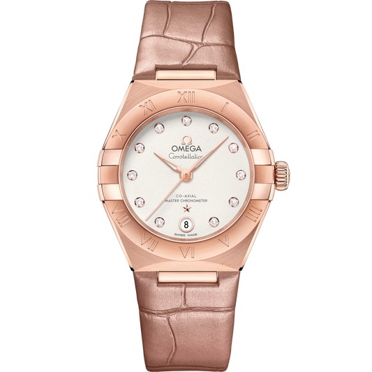 Omega Constellation 29 mm Sedna Gold Silver Dial Strap 131.53.29.20.52.002