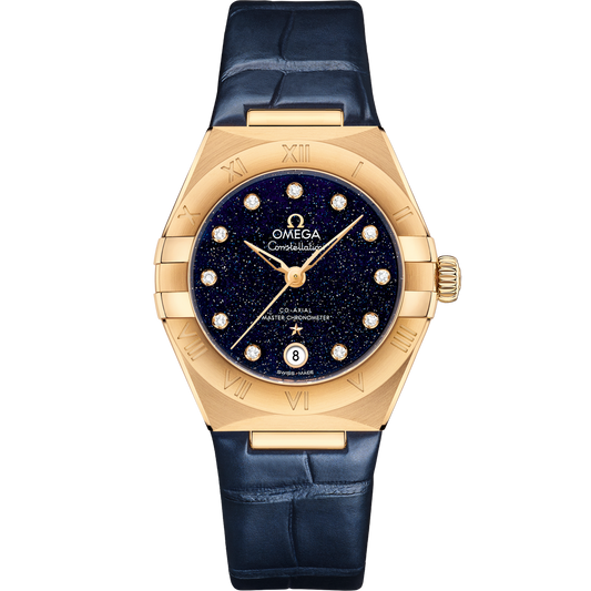 Omega Constellation 29 mm Yellow Gold Blue Dial Strap 131.53.29.20.53.001