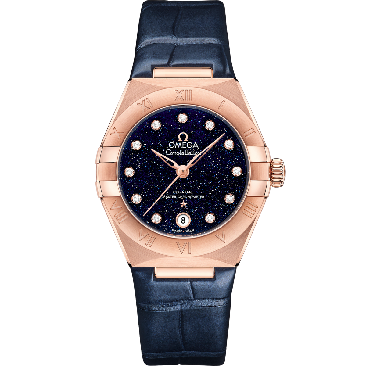 Omega Constellation 29 mm Sedna Gold Blue Dial Strap 131.53.29.20.53.003