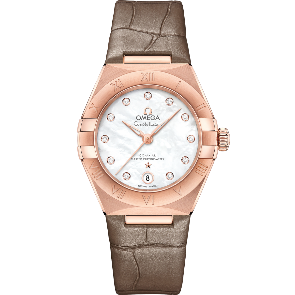 Omega Constellation 29 mm Sedna Gold White Dial Strap 131.53.29.20.55.002