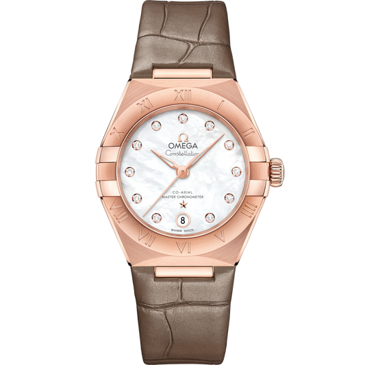 Omega Constellation 29 mm Sedna Gold White Dial Strap 131.53.29.20.55.002