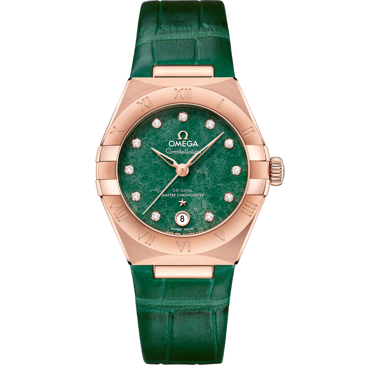 Omega Constellation 29 mm Sedna Gold Green Dial Strap 131.53.29.20.99.002