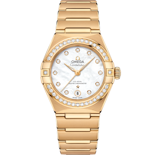 Omega Constellation 29 mm Yellow Gold White Dial Bracelet 131.55.29.20.55.002