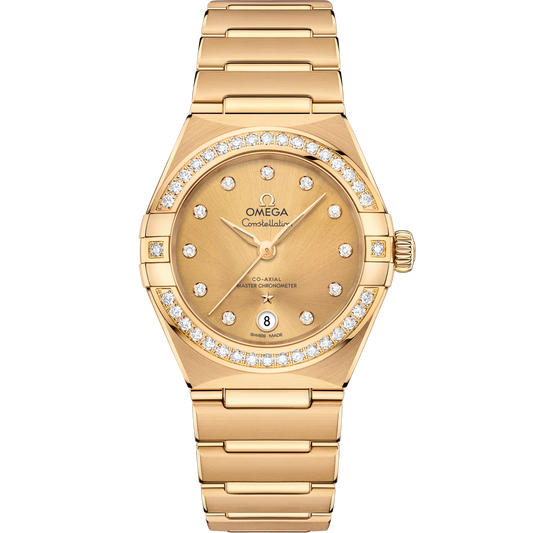 Omega Constellation 29 mm Yellow Gold Yellow Dial Bracelet 131.55.29.20.58.001