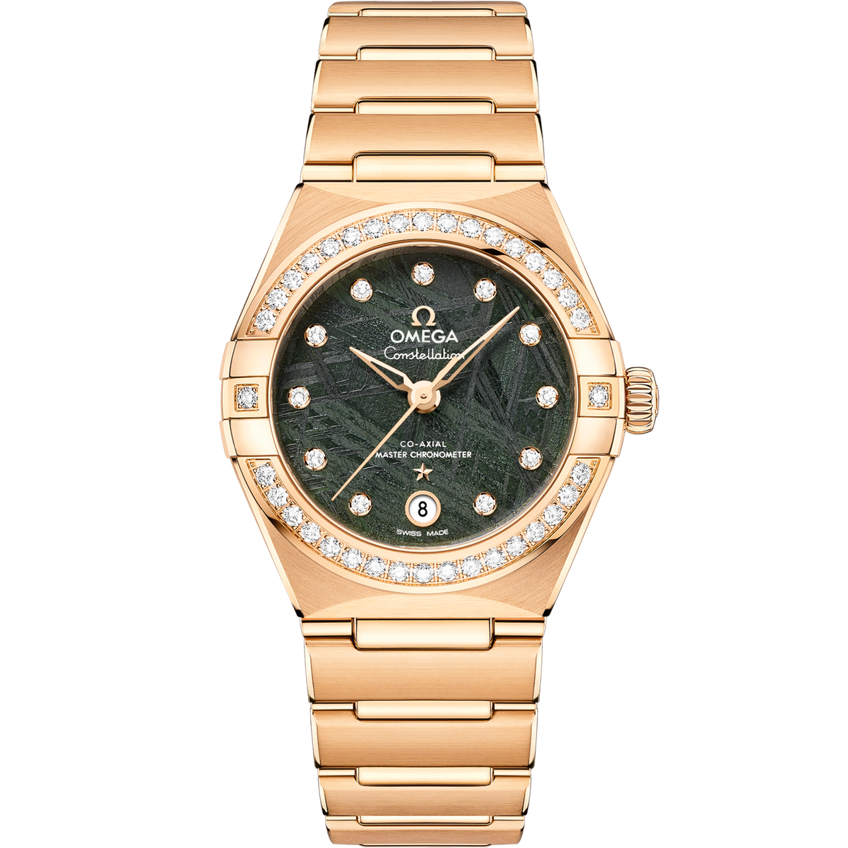 Omega Constellation 29 mm Yellow Gold Green Dial Bracelet 131.55.29.20.99.005
