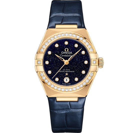Omega Constellation 29 mm Yellow Gold Blue Dial Strap 131.58.29.20.53.001