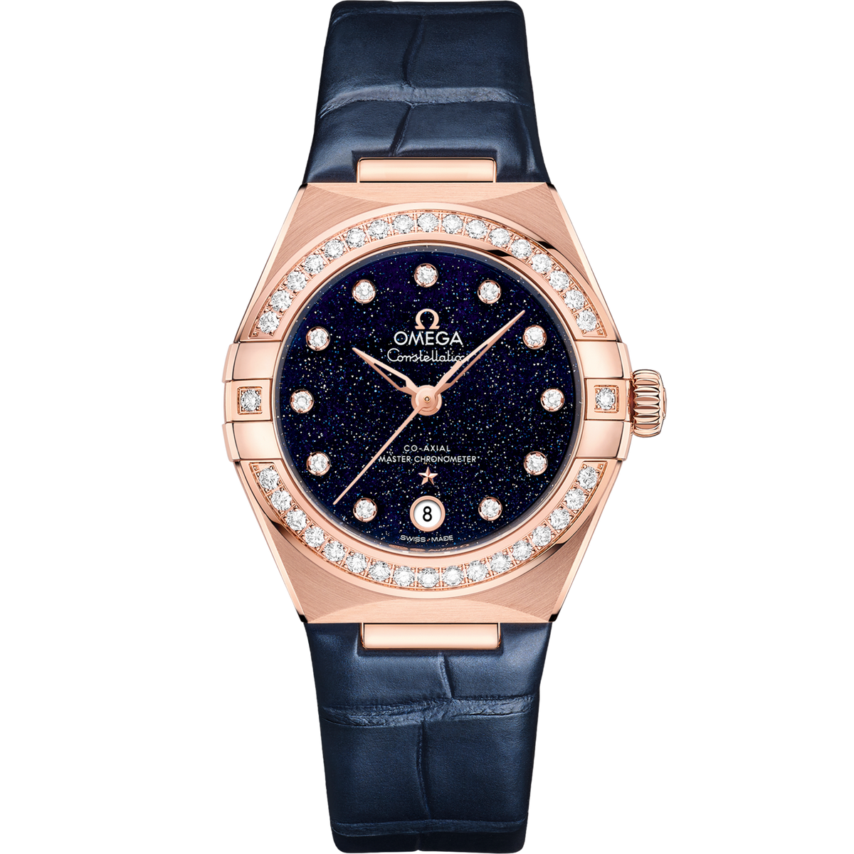 Omega Constellation 29 mm Sedna Gold Blue Dial Strap 131.58.29.20.53.003