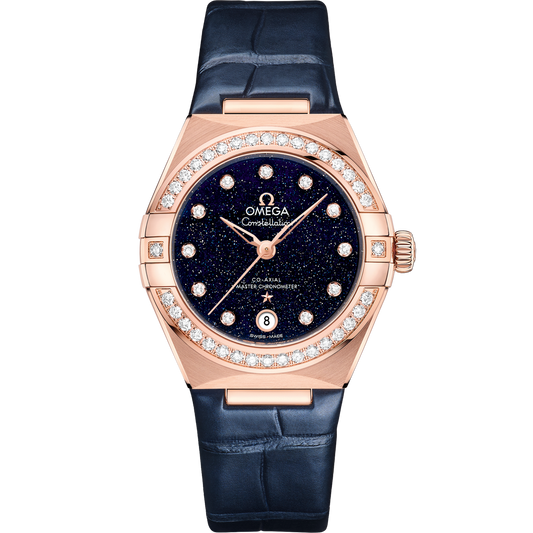 Omega Constellation 29 mm Sedna Gold Blue Dial Strap 131.58.29.20.53.003