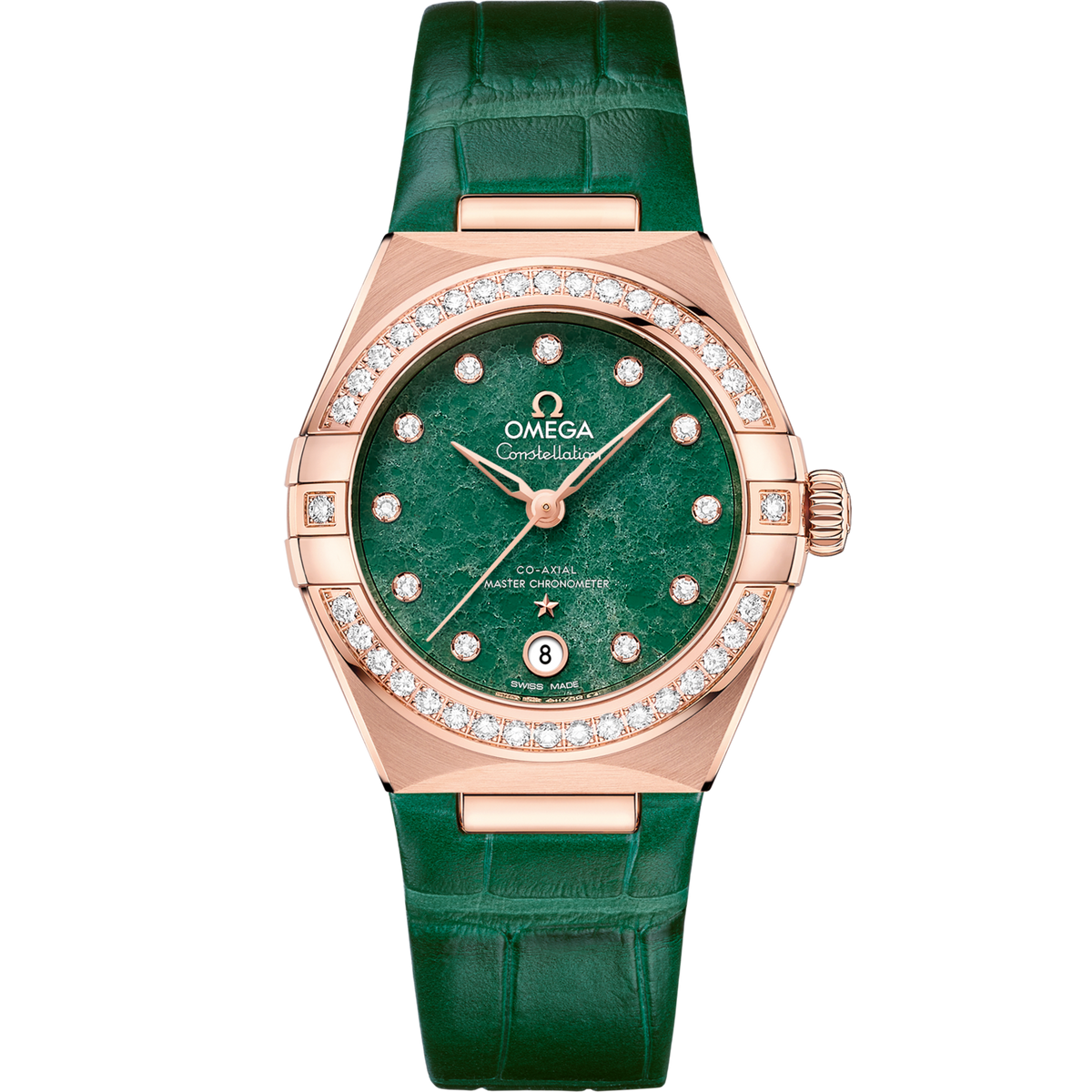 Omega Constellation 29 mm Sedna Gold Green Dial Strap 131.58.29.20.99.004
