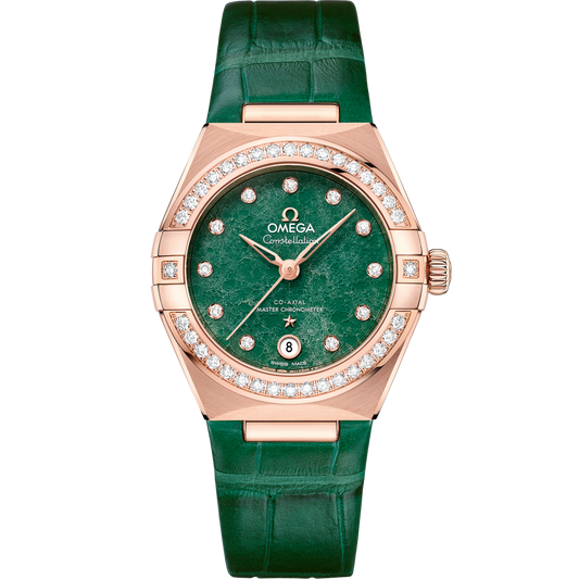 Omega Constellation 29 mm Sedna Gold Green Dial Strap 131.58.29.20.99.004