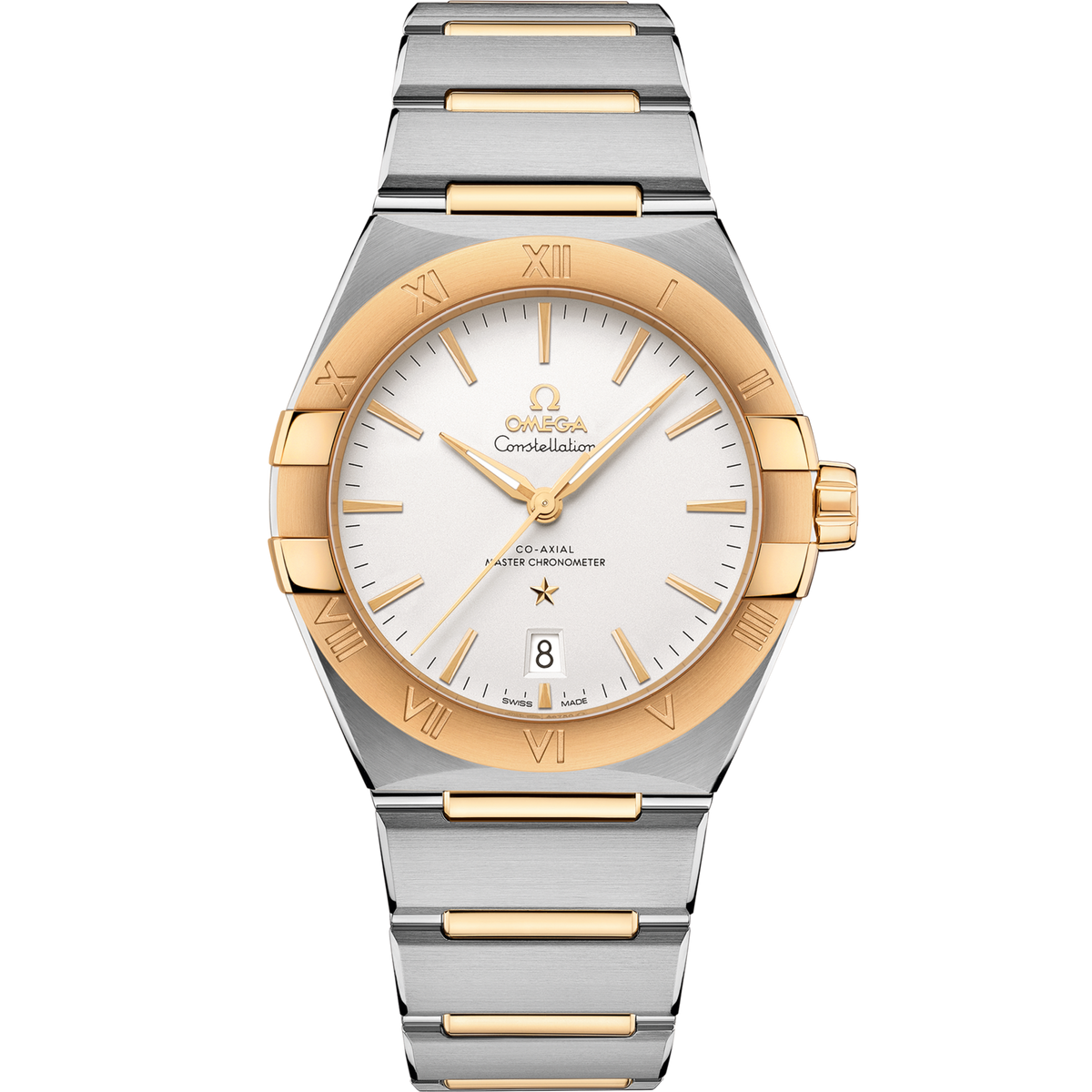 Omega Constellation 39 mm Steel Yellow Gold Silver Dial Bracelet 131.20.39.20.02.002