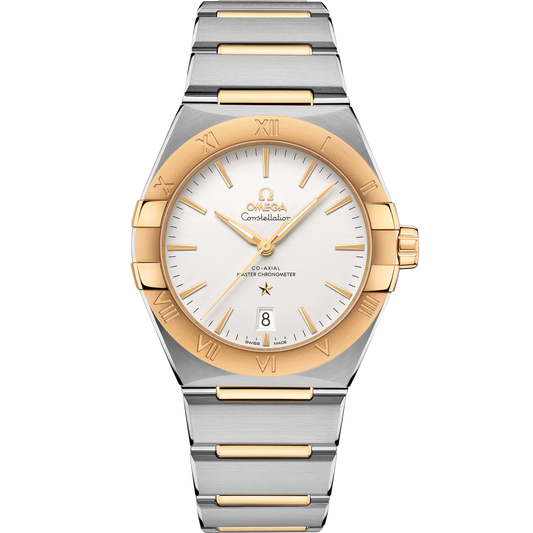 Omega Constellation 39 mm Steel Yellow Gold Silver Dial Bracelet 131.20.39.20.02.002