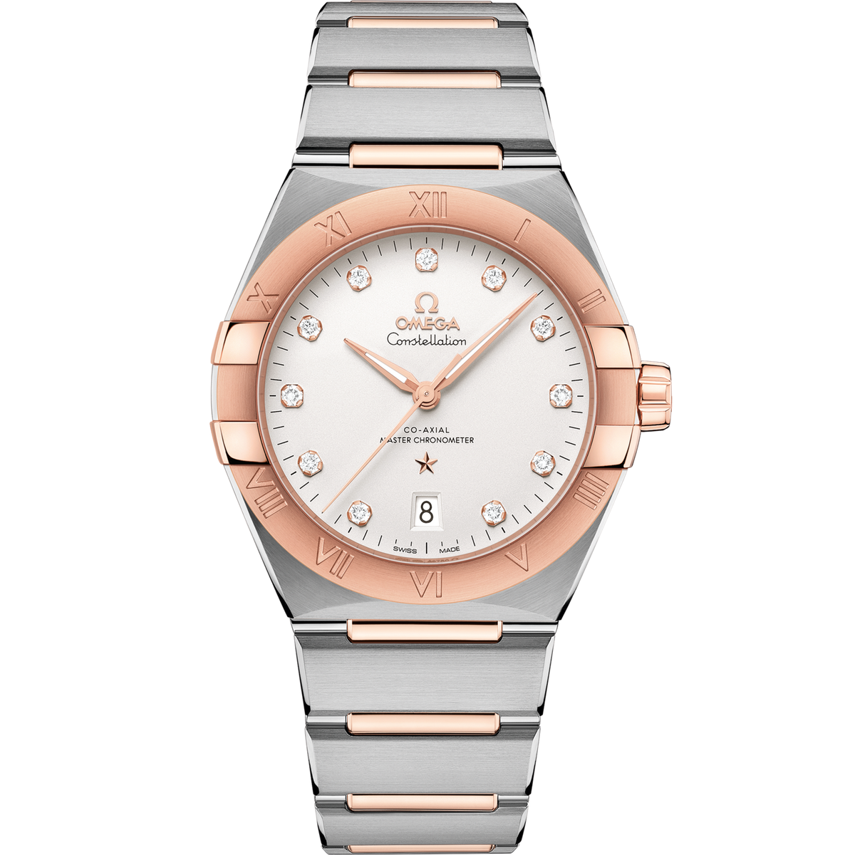 Omega Constellation 39 mm Steel & Sedna Gold Silver Dial Bracelet 131.20.39.20.52.001
