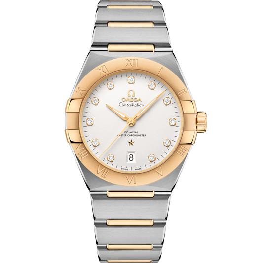 Omega Constellation 39 mm Steel Yellow Gold Silver Dial Bracelet 131.20.39.20.52.002