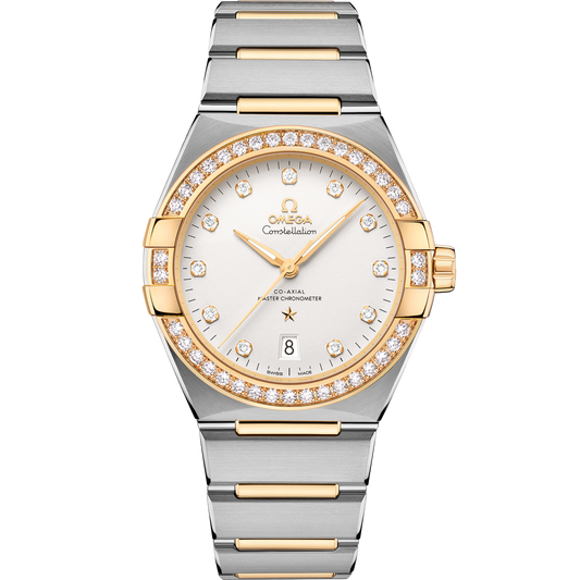 Omega Constellation 39 mm Steel Yellow Gold Silver Dial Bracelet 131.25.39.20.52.002