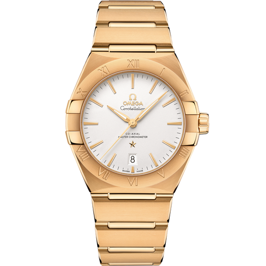 Omega Constellation 39 mm Yellow Gold Silver Dial Bracelet 131.50.39.20.02.002