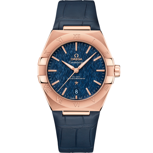 Omega Constellation 39 mm Sedna Gold Blue Dial Strap 131.53.39.20.03.001