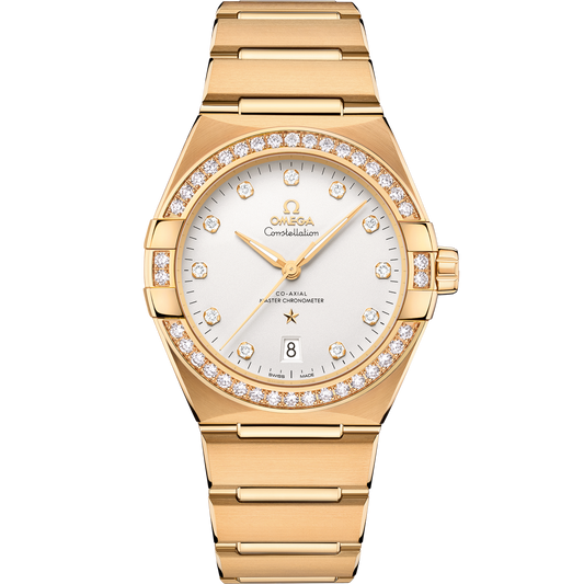 Omega Constellation 39 mm Yellow Gold Silver Dial Bracelet 131.55.39.20.52.002