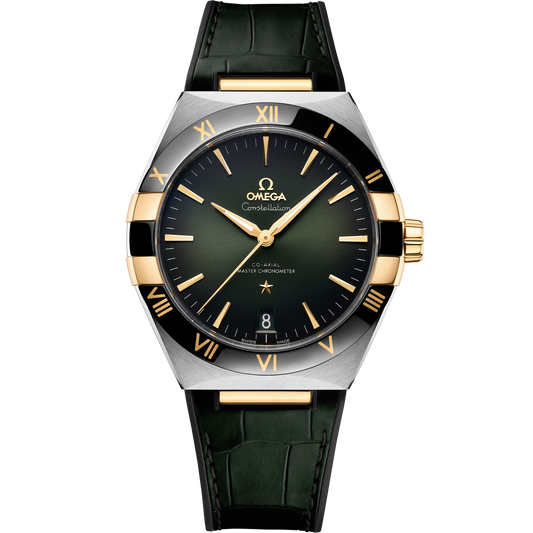 Omega Constellation 41 mm Steel Yellow Gold Green Dial Strap 131.23.41.21.10.001