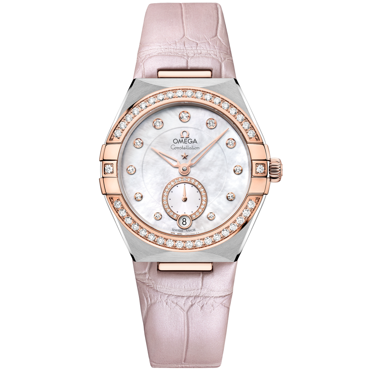 Omega Constellation 34 mm Steel Sedna Gold White Dial Strap 131.28.34.20.55.001