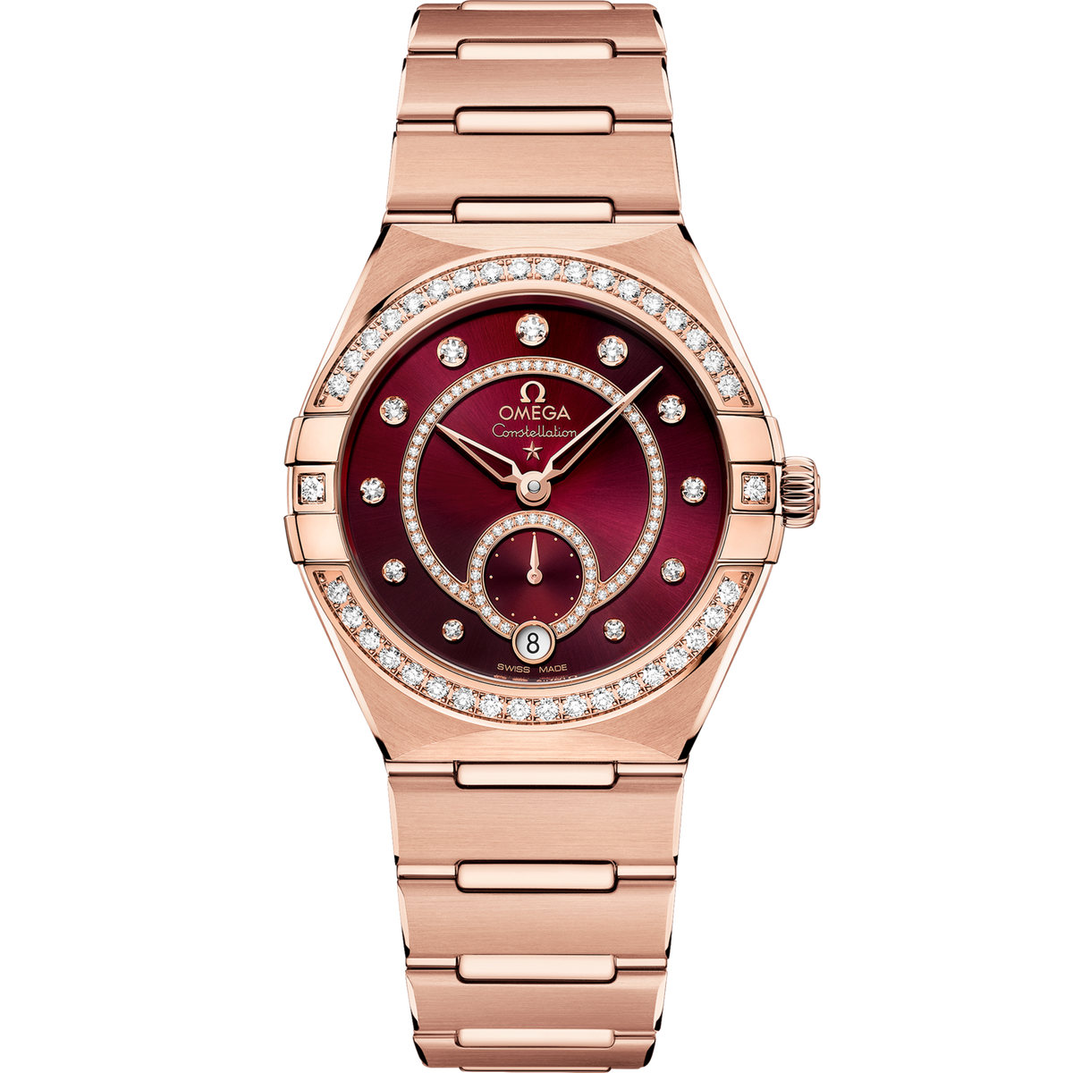 Omega Constellation 34 mm Sedna Gold Red Dial Bracelet 131.55.34.20.61.001