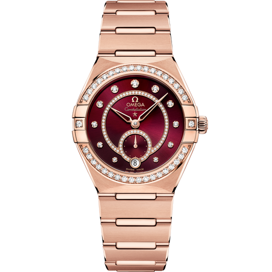 Omega Constellation 34 mm Sedna Gold Red Dial Bracelet 131.55.34.20.61.001