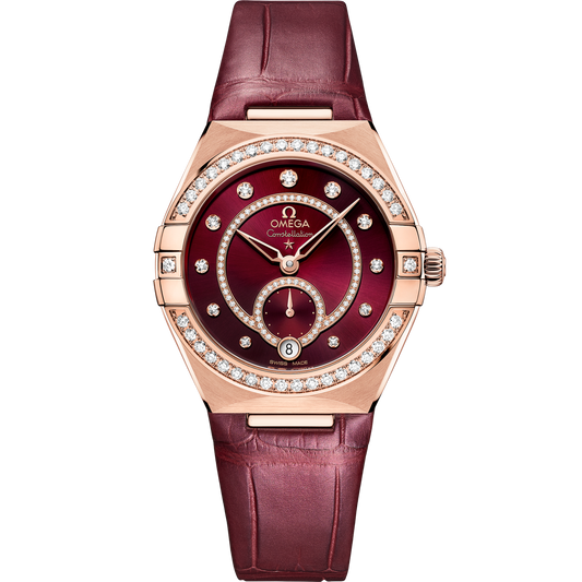 Omega Constellation 34 mm Sedna Gold Red Dial Strap 131.58.34.20.61.001