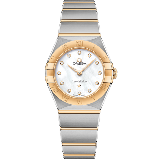 Omega Constellation 25 mm Steel Yellow Gold White Dial Bracelet 131.20.25.60.55.002