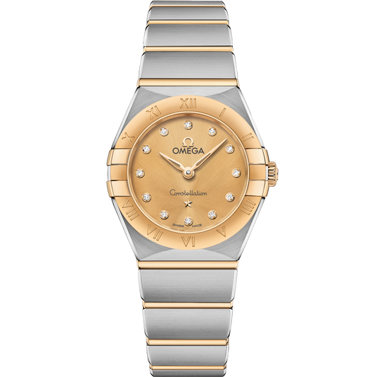 Omega Constellation 25 mm Steel Yellow Gold Yellow Dial Bracelet 131.20.25.60.58.001