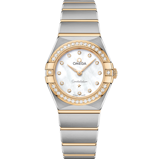 Omega Constellation 25 mm Steel Yellow Gold White Dial Bracelet 131.25.25.60.55.002