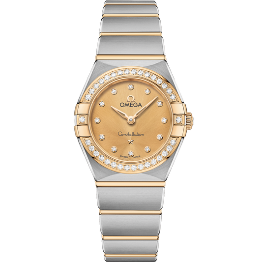 Omega Constellation 25 mm Steel Yellow Gold Yellow Dial Bracelet 131.25.25.60.58.001