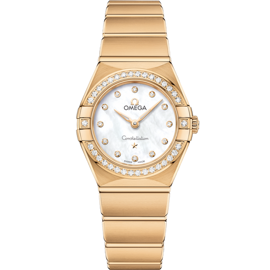 Omega Constellation 25 mm 18k Yellow Gold White Dial Bracelet 131.55.25.60.55.002