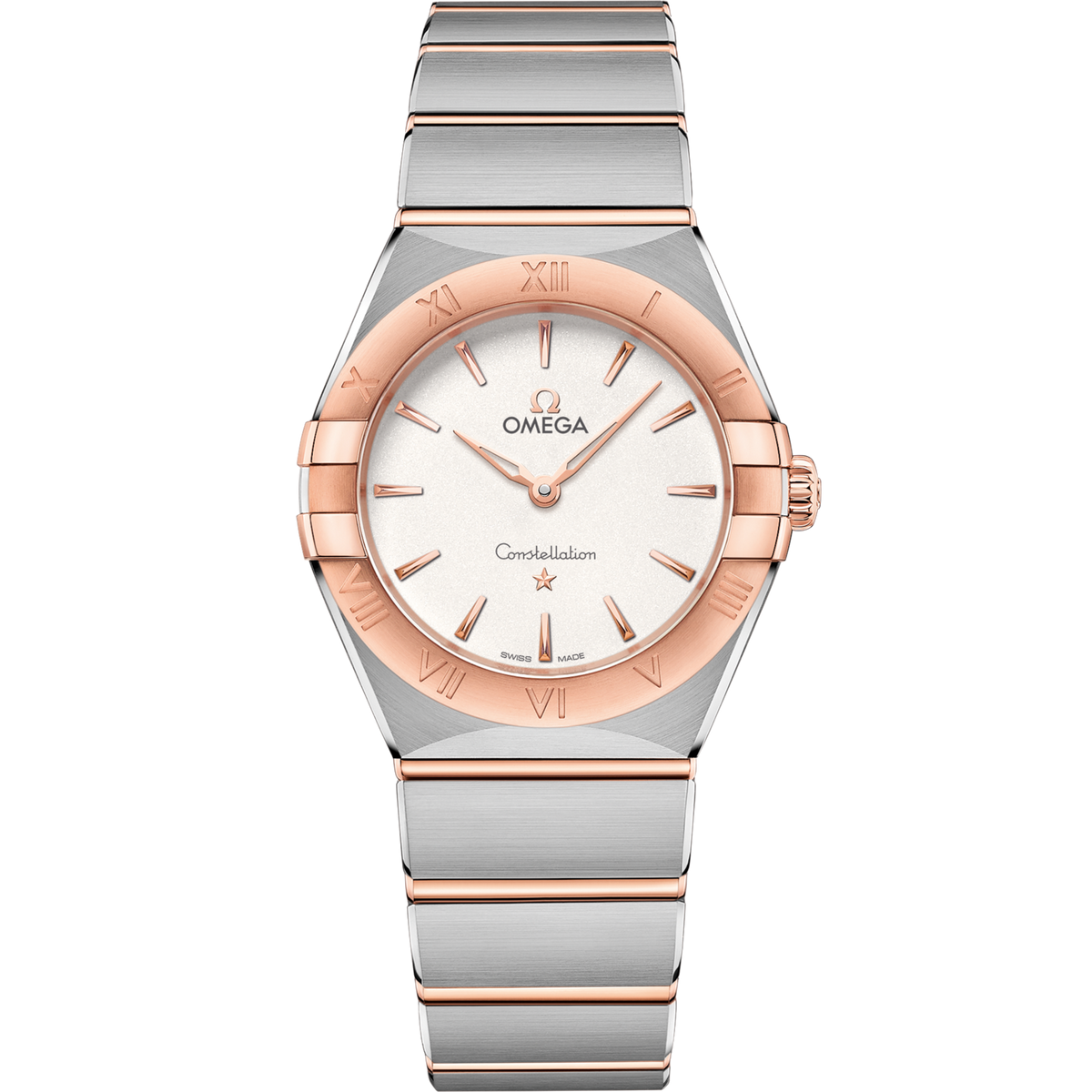 Omega Constellation 28 mm Steel Sedna Gold Silver Dial Bracelet 131.20.28.60.02.001
