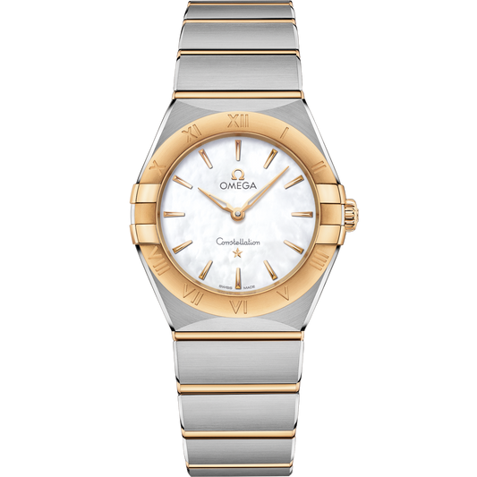Omega Constellation 28 mm Steel Yellow Gold White Dial Bracelet 131.20.28.60.05.002