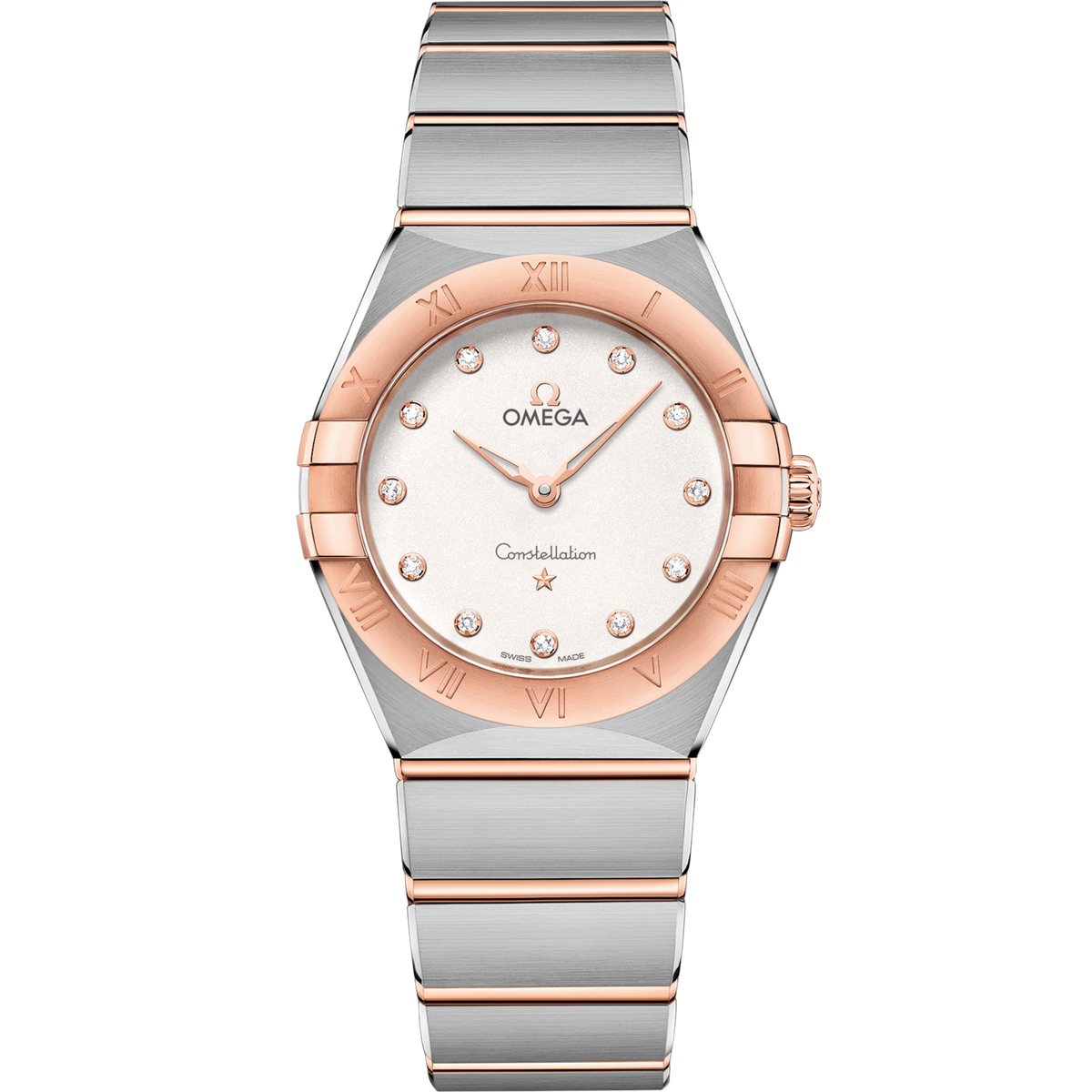 Omega Constellation Steel Rose Gold Silver Dial Bracelet 131.20.28.60.52.001