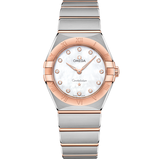 Omega Constellation 28 mm Steel Sedna Gold White Dial Bracelet 131.20.28.60.55.001