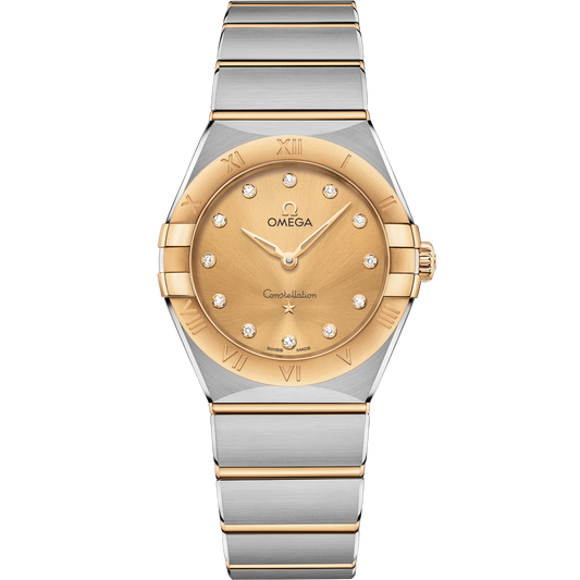 Omega Constellation 28 mm Steel Yellow Gold Yellow Dial Bracelet 131.20.28.60.58.001