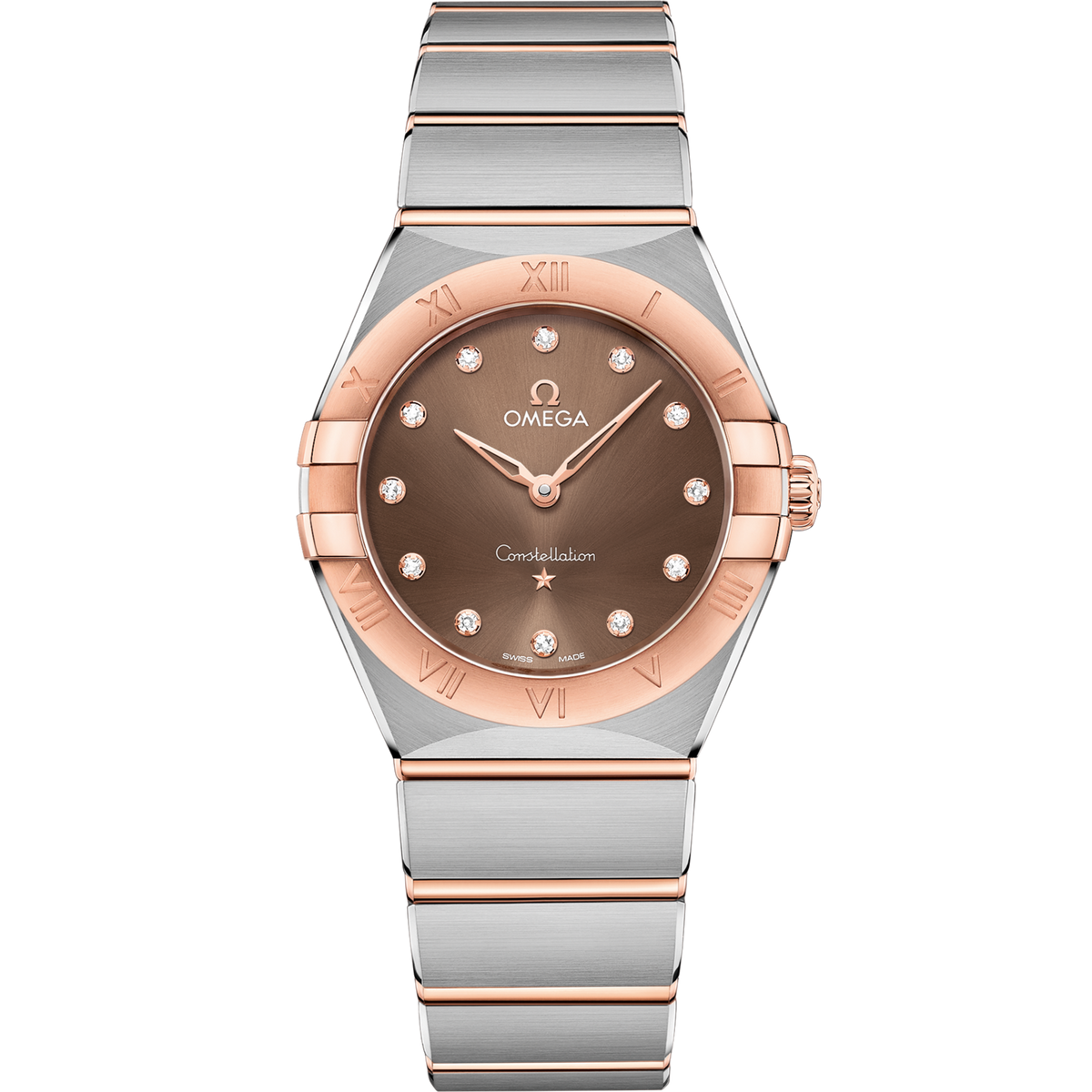 Omega Constellation 28 mm Steel Sedna Gold Brown Dial Bracelet 131.20.28.60.63.001
