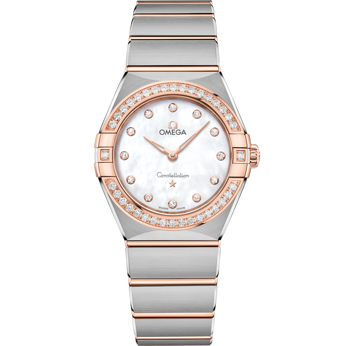 Omega Constellation 28 mm Steel Sedna Gold White Dial Bracelet 131.25.28.60.55.001