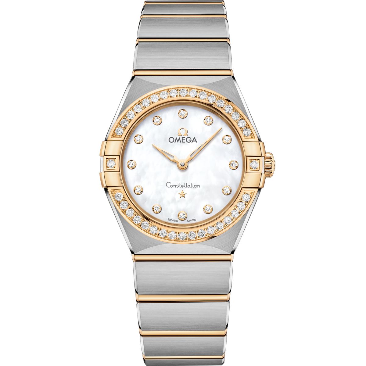 Omega Constellation 28 mm Steel Yellow Gold White Dial Bracelet 131.25.28.60.55.002