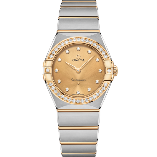 Omega Constellation 28 mm Steel Yellow Gold Yellow Dial Bracelet 131.25.28.60.58.001
