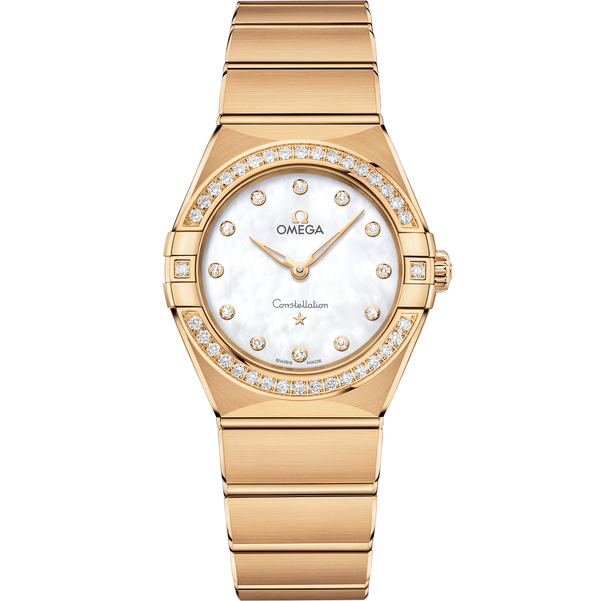 Omega Constellation 28 mm Yellow Gold White Dial Bracelet 131.55.28.60.55.002