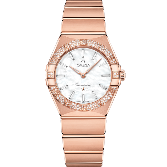 Omega Constellation 28 mm Sedna Gold White Dial Bracelet 131.55.28.60.55.003
