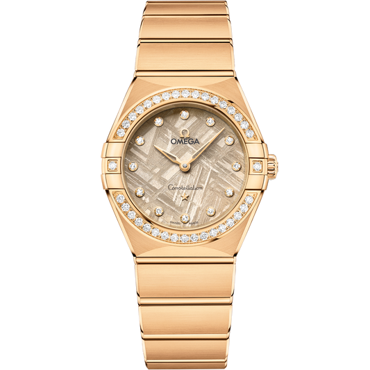 Omega Constellation 28 mm Yellow Gold Linen Dial Bracelet 131.55.28.60.99.006