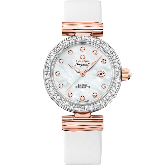 Omega De Ville Ladymatic 34 mm Steel Rose Gold White Dial Strap 425.27.34.20.55.004