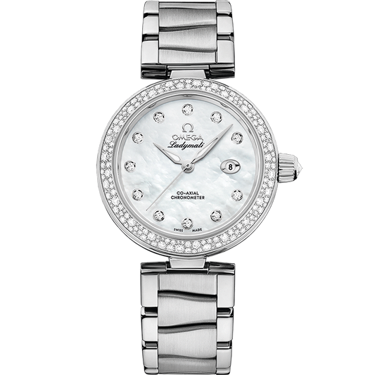 Omega De Ville Ladymatic 34 mm Steel White Dial Bracelet 425.35.34.20.55.002