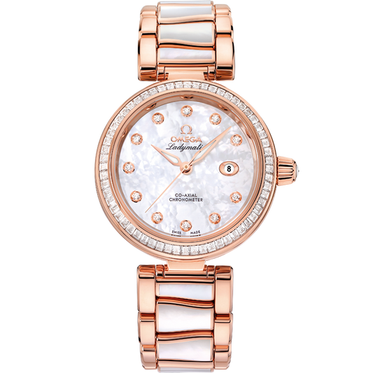 Omega De Ville Ladymatic 34 mm Sedna Gold White Dial Bracelet 425.65.34.20.55.007