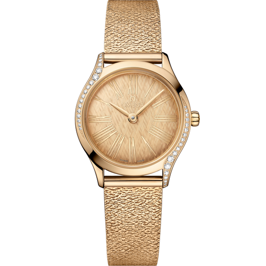 Omega De Ville Mini Trésor 26 mm Rose Gold Yellow Dial Bracelet 428.55.26.60.99.001