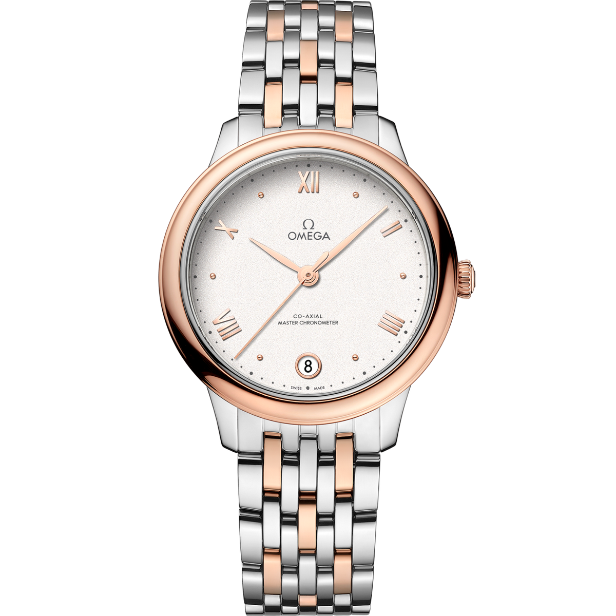 Omega De Ville Prestige 34 mm Steel Sedna™ Gold Silver Dial Bracelet 434.20.34.20.02.001