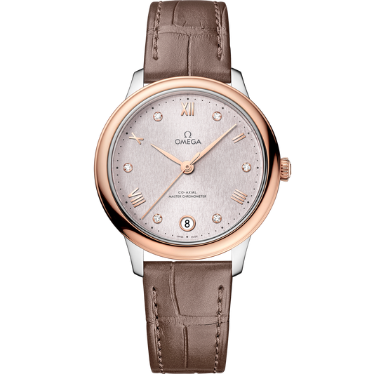 Omega De Ville Prestige 34 mm Steel Sedna™ Gold Silver Dial Strap 434.23.34.20.52.003